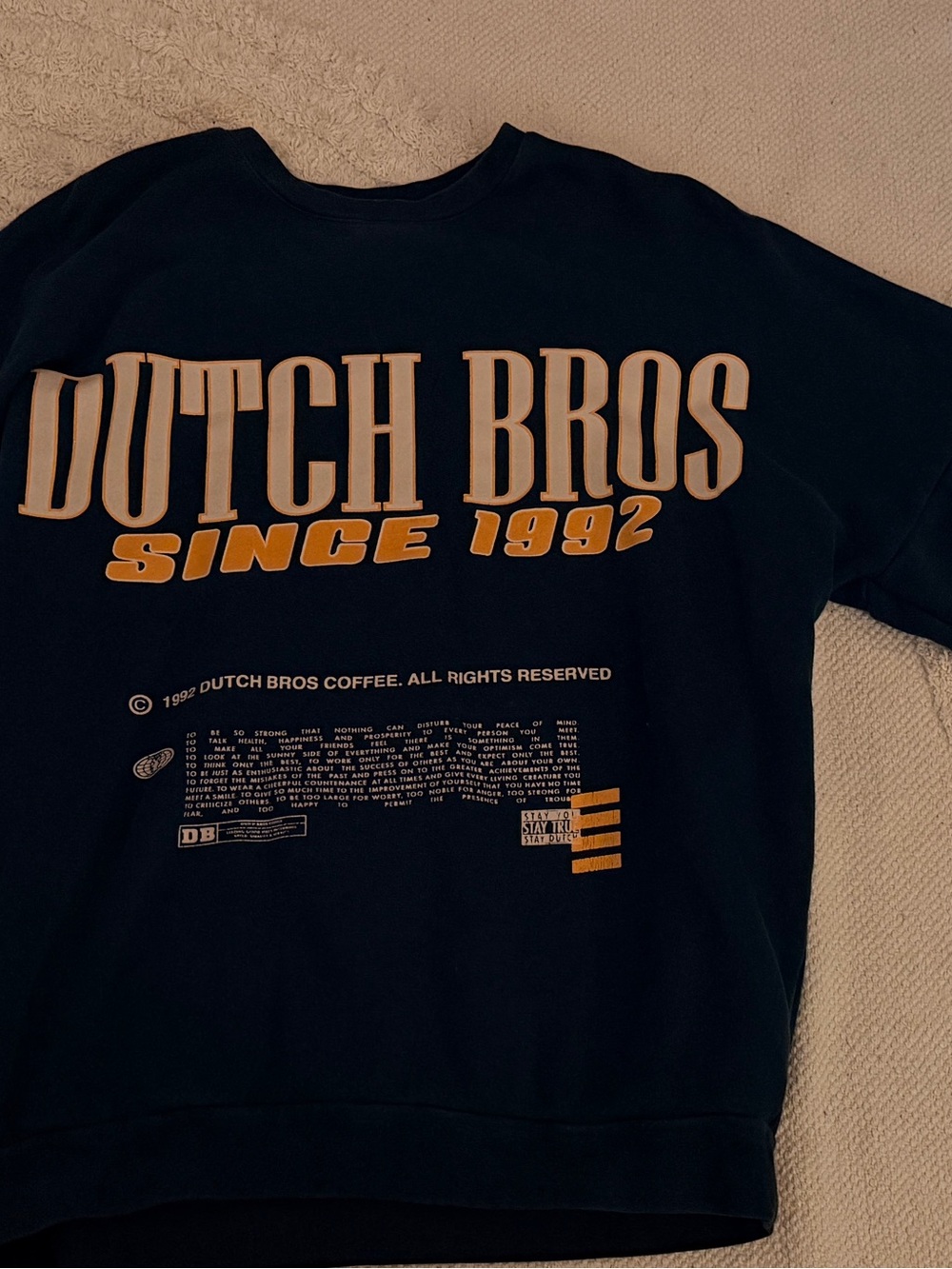 Dutch Bros Black Crewneck Sweatshirt with Yellow and White Logo